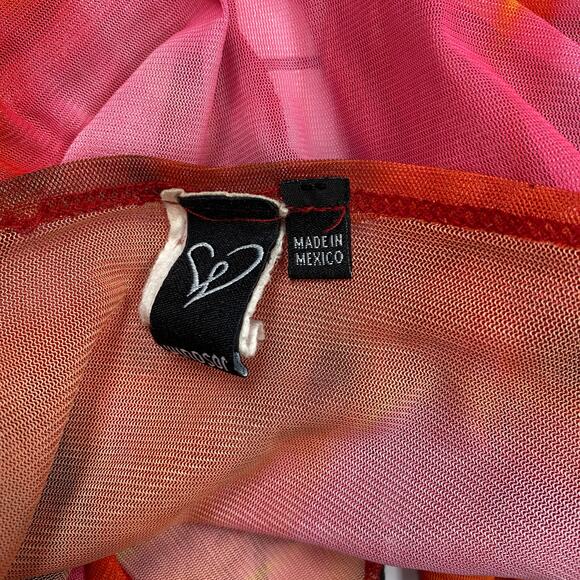 Vintage Windsor Womens Size L Printed Mesh Tie Front Ruffle Y2K Cardigan - Picture 9 of 9